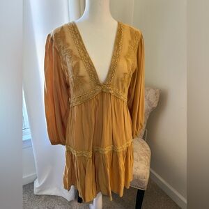 Blue Island Mustard Embroidered Tunic